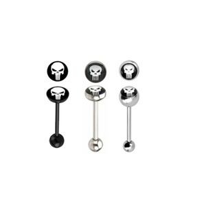 3 Punisher Logo Barbell Tongue Ring